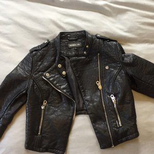 Members Only Leather Cropped Moto Jacket
